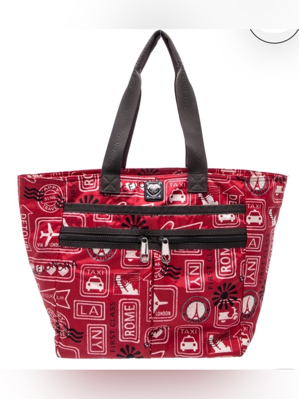 Brighton Red Patterned Tote with Black Handles